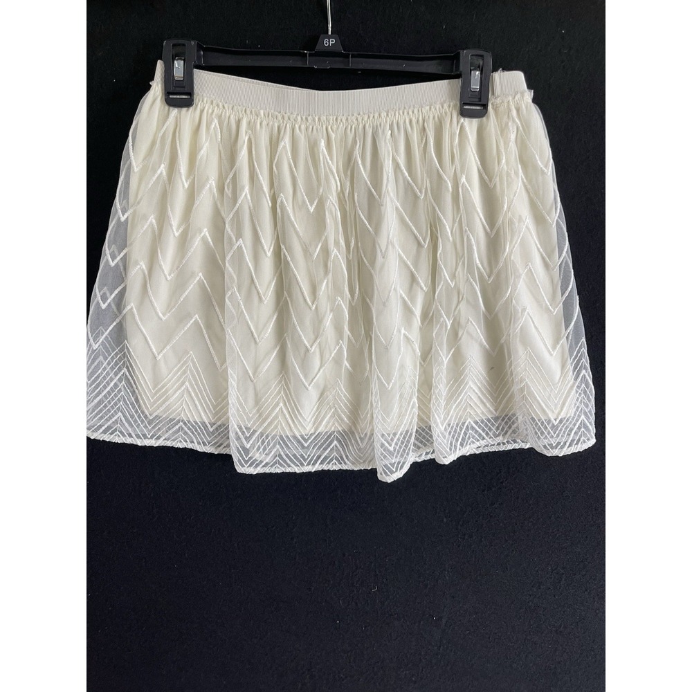 AE Outfitters sheer-tiered ivory pull-on‎ mini skirt beige S/P Fairycore Dainty